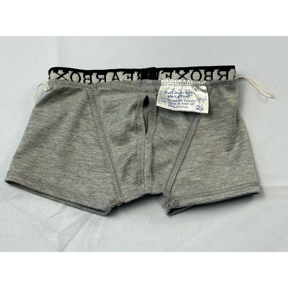 Build-A-Bear Workshop Gray Boxer Shorts Elastic Logo Waistband Bearboxer‎